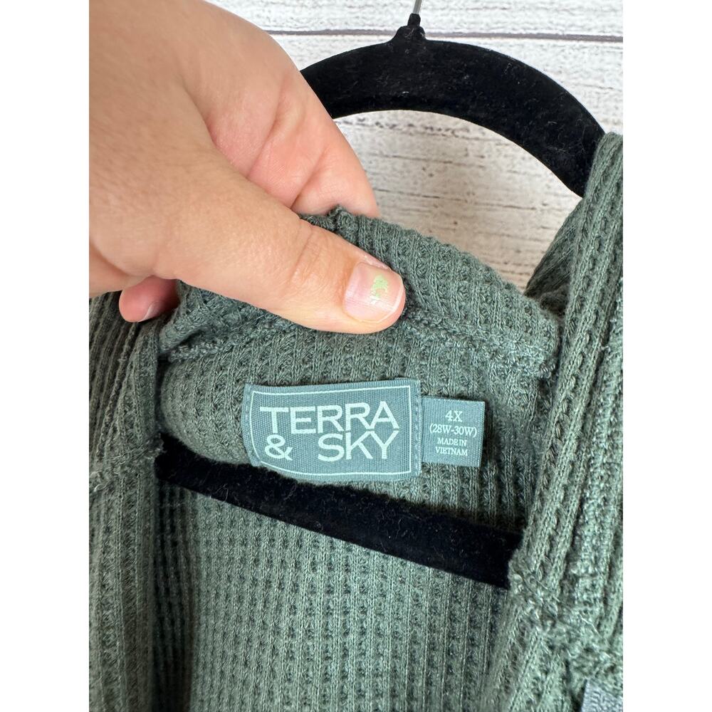Terra & Sky Plus Size Green Washed Waffle Knit Matching Lounge Set Size 3X/4X - Picture 6 of 15